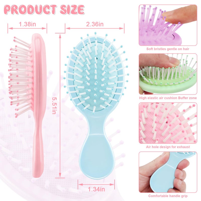 HOFASON 4 PCS Mini Wet Hair Brush Easter Basket Stuffers for Women Teens Girls, Small Hair Brush for Pockets, Bachelorette Party Favors, Bridesmaid Gift, Spa Party Supplies, Travel Mini Brush - Image 2