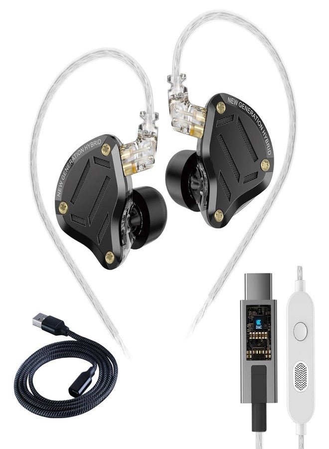 KZ ZS10 Pro 2 USB C Headphones Gaming in Ear Headphones Hybrid 4BA+1DD Driver with Dual Microphone, Deep Bass Comfort-Fit Wired Earbuds for Mobile Gaming - Built-in DSP Sound Card with 4 EQ Modes - Image 1