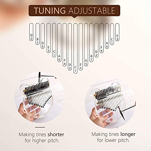 Verilux® Thumb Piano Crystal Kalimba Acrylic Mbira Finger Kalimba Musical Instrument Gifts for Kids Adult Beginners with Tuning Hammer, Study Instruction and Eva bag - Image 4