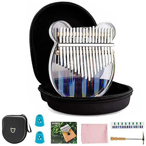Verilux® Thumb Piano Crystal Kalimba Acrylic Mbira Finger Kalimba Musical Instrument Gifts for Kids Adult Beginners with Tuning Hammer, Study Instruction and Eva bag - Image 1