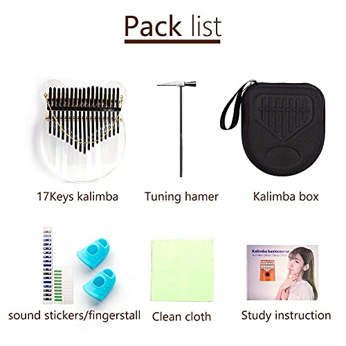 Verilux® Thumb Piano Crystal Kalimba Acrylic Mbira Finger Kalimba Musical Instrument Gifts for Kids Adult Beginners with Tuning Hammer, Study Instruction and Eva bag - Image 3
