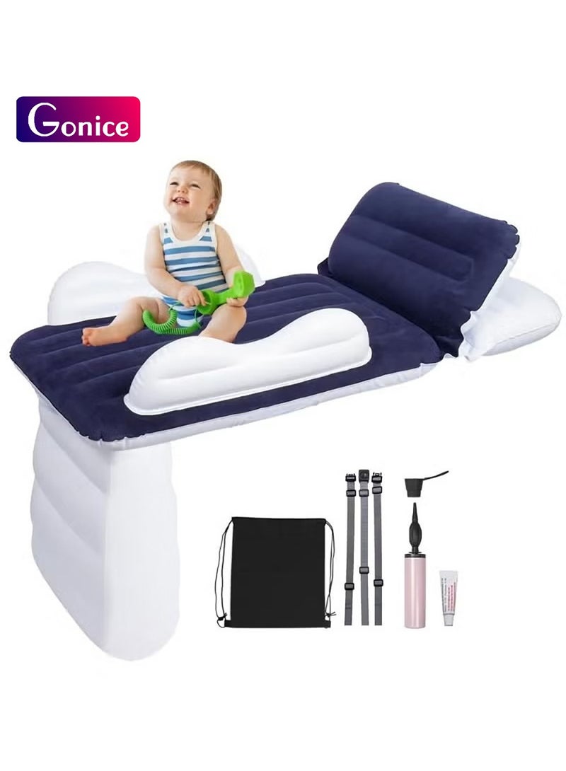 Gonice Toddler Travel Bed, Inflatable Airplane Bed for Kids, Bolw Up Baby Seat with Safety Belt and Pump, Air Mattress for Car Plane Train（The color of the pump is random） - Image 1