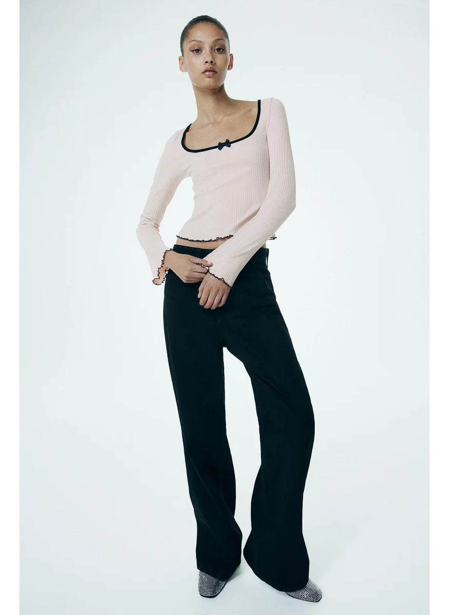 اتش اند ام Overlock-Detail Ribbed Top