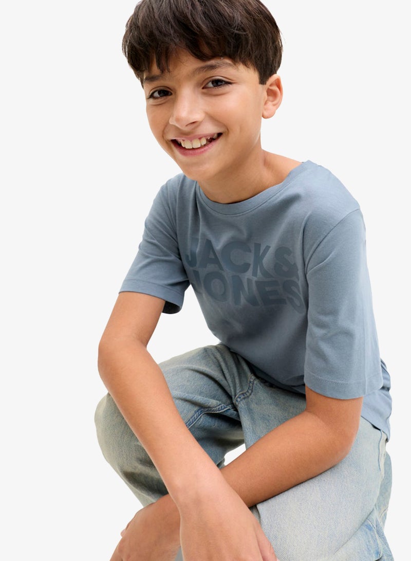 Jack & Jones Junior Kids Jjecorp Logo Crew Neck T-Shirt - Image 3