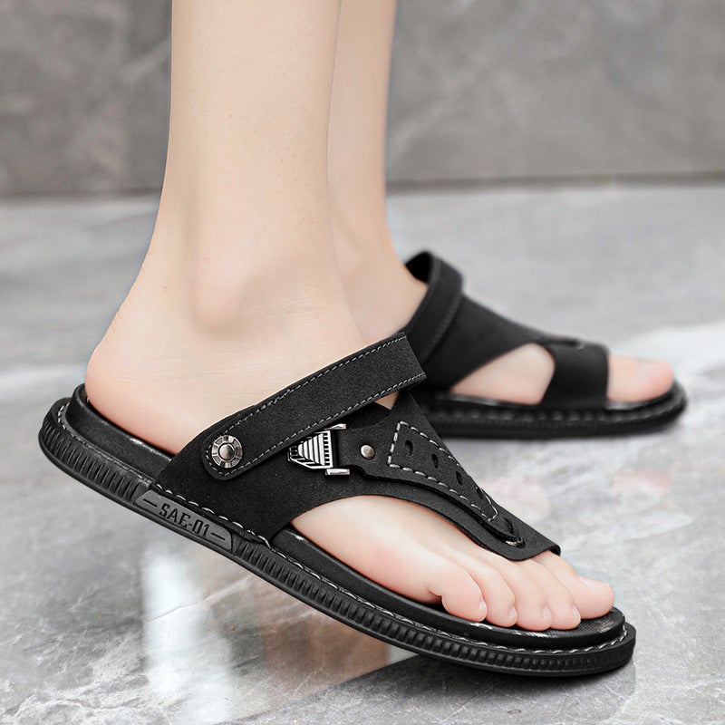 2024 Summer Clip Flip-Flops Breathable Quick-Drying Casual Sandals Plus Size Lightweight Retro All-Match Beach Shoes For Boys - Image 5
