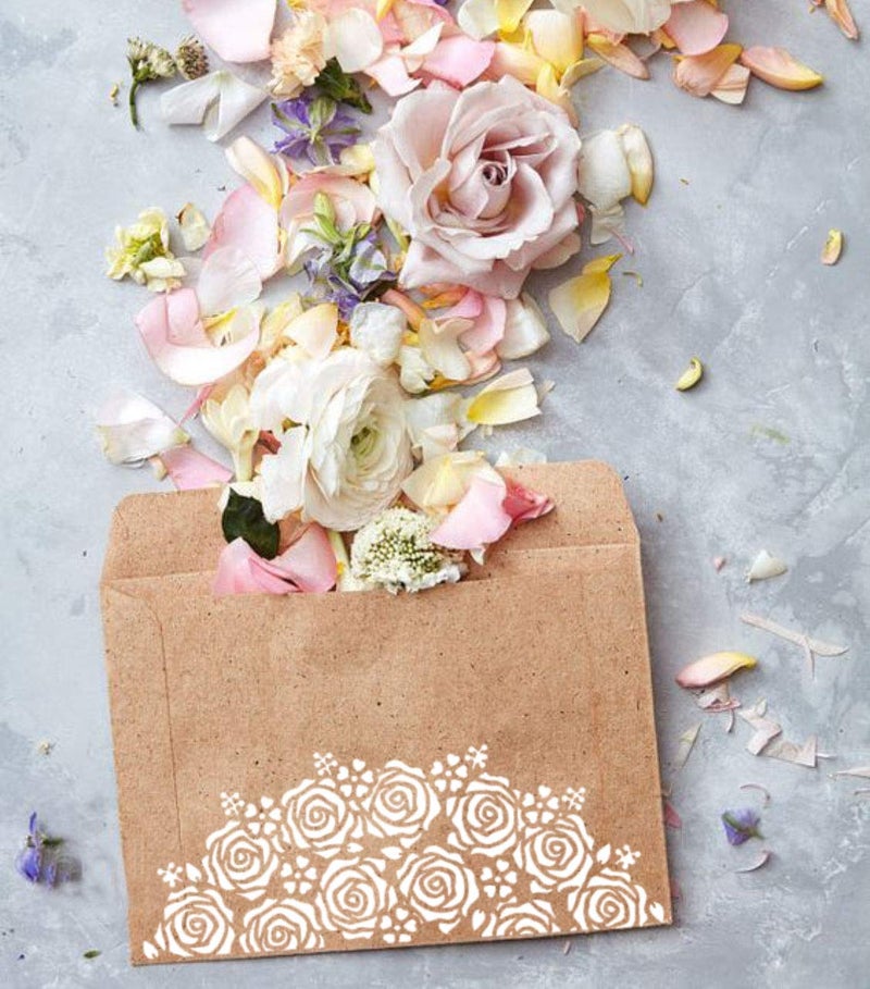 CrafTreat Rose Flower Stencils for Craft - Blushing Roses and Rose Garden Stencil (2 Pcs) - Size: 6X6 Inches - Floral Stencil for Fabric Painting - Rose Design Stencil for Painting - Image 3