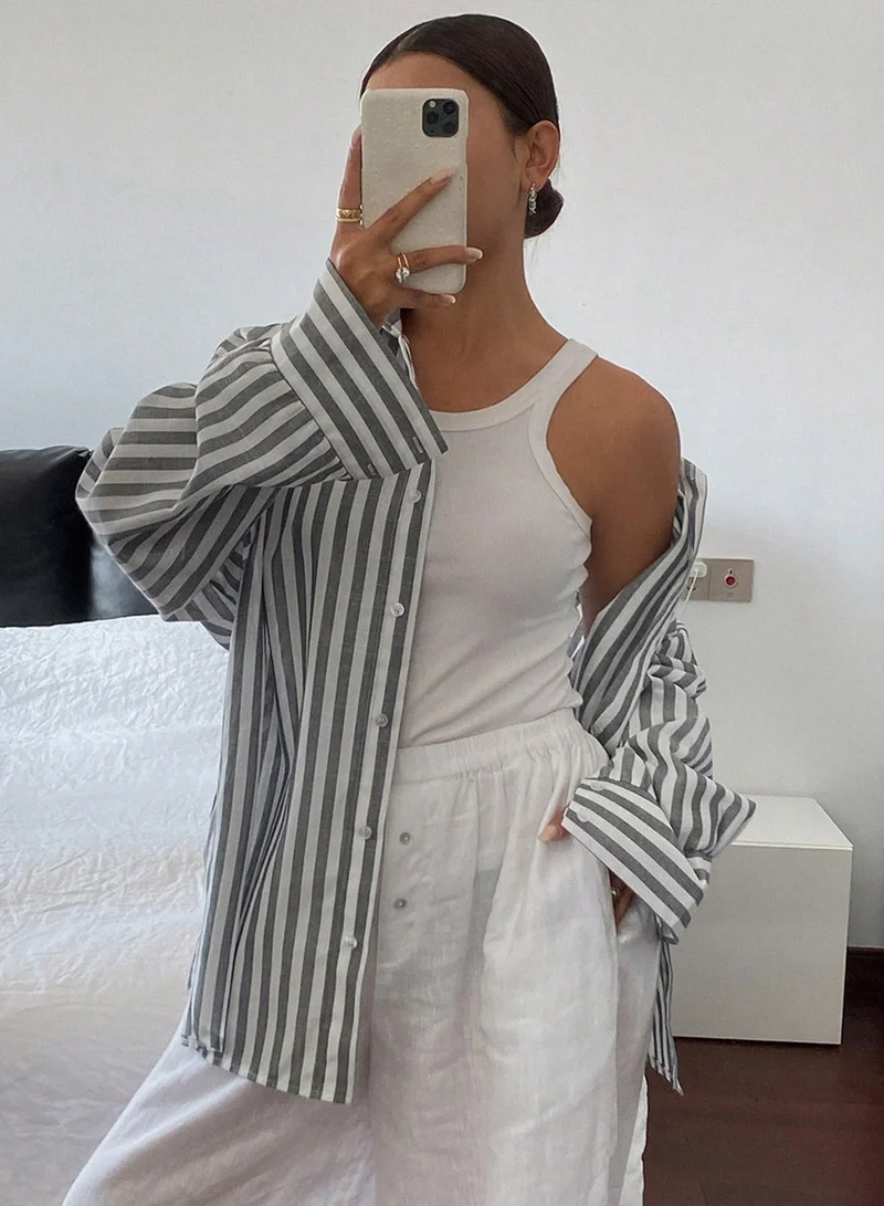 Take Two Striped Long Sleeve Oversized Shirt