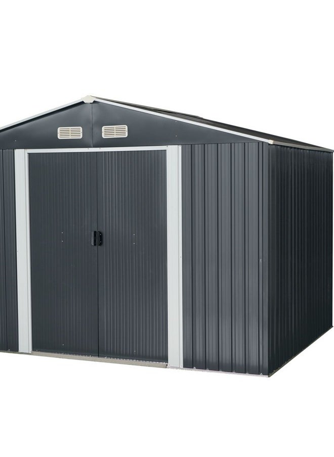 Generic - Durable and High Quality Basic Metal Storage Shed Grey and White 8 x 10 ft - Image 1