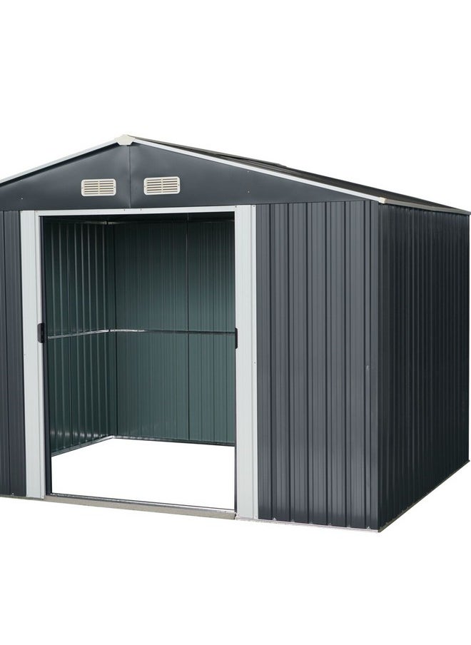 Generic - Durable and High Quality Basic Metal Storage Shed Grey and White 8 x 10 ft - Image 1