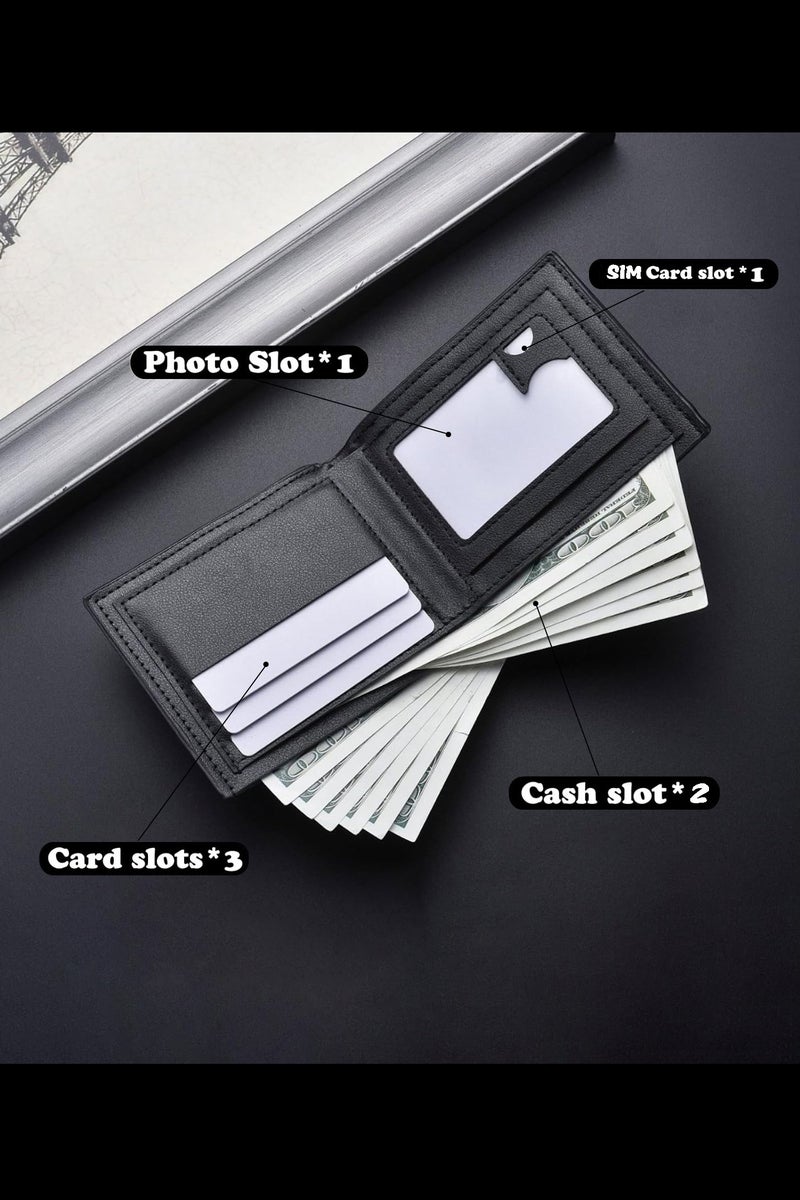 JIANGBAO Wallet for Men- PU Leather Wallet,Black 12x9.3x1.5cm - Image 4