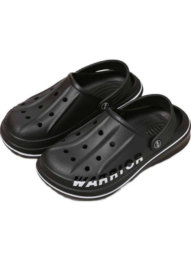 Pull Back Huili Perforated Slippers, Casual Indoor And Outdoor, Lightweight, Breathable, Non-Slip, Closed-Toe Beach Shoes, Hl03271, Black, Size 44 - Image 2