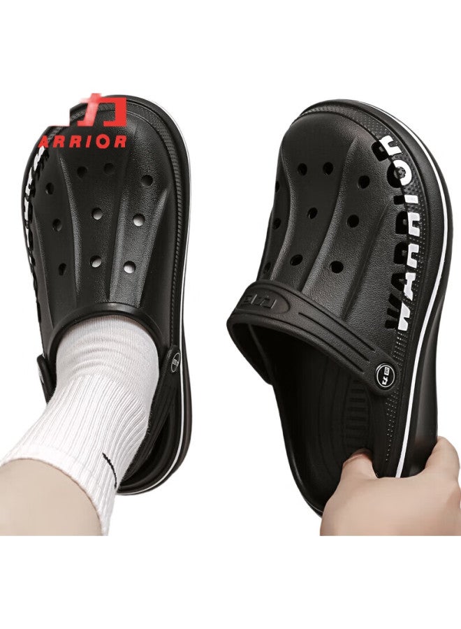 Pull Back Huili Perforated Slippers, Casual Indoor And Outdoor, Lightweight, Breathable, Non-Slip, Closed-Toe Beach Shoes, Hl03271, Black, Size 44 - Image 1