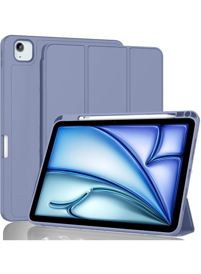 ELTRAZONE "Blue Gray Trifold Case with Pencil Holder for iPad Air 13” M2 2024 & iPad Pro 12.9” (6th/5th/4th Gen) – Slim Protective Cover with Soft TPU Back" - Image 1
