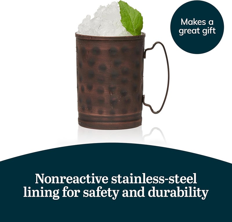 LIBBEY 14 Ounce Moscow Mule Mugs with Handle, Hammered Finish Moscow Mule Cups Set of 4 , Copper Cups for Drinking Iced tea, Water and More - Image 5