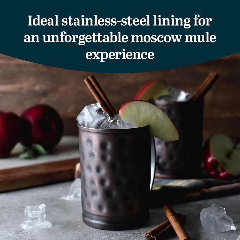 LIBBEY 14 Ounce Moscow Mule Mugs with Handle, Hammered Finish Moscow Mule Cups Set of 4 , Copper Cups for Drinking Iced tea, Water and More - Image 2