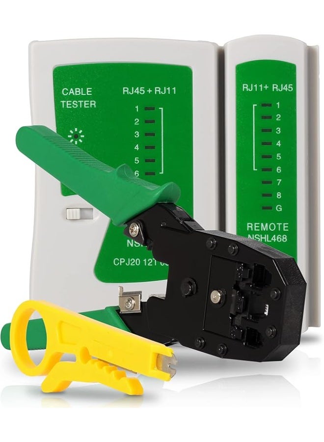 RJ45 RJ11 LAN Network Crimping Tool With Cable Tester Kit - Image 1