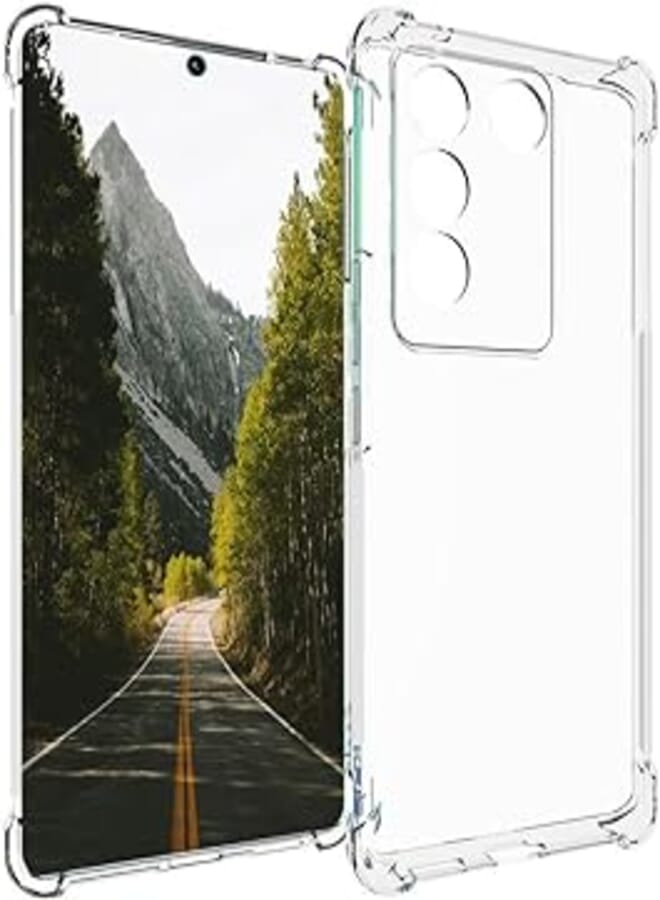 Protective Shock Absorption Bumper soft Transparent Armor Case For Vivo V27e (Clear)