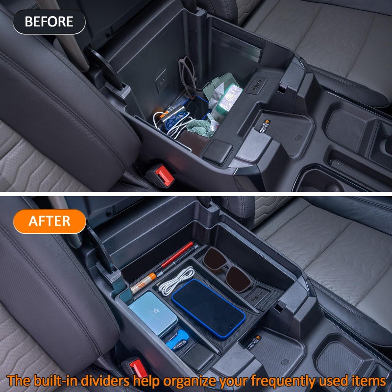TOPINSTALL 22-26 Full Size Tray 2-Lay Space Compatible with 2022-2026 Refreshed Silverado/Sierra 1500 and 2024-2026 Chevy Silverado/GMC Sierra 2500HD 3500HD Use with OEM Organizer (Bucket Seats ONLY) - Image 4