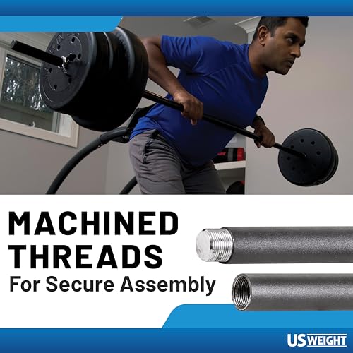 US Weight 3-Piece 54" x 1" Exercise Barbell Set - Includes 2 Spring Clips - 150lb Max Weight Rating - Perfect Workout Barbell for Home Gym or Travel - Image 5