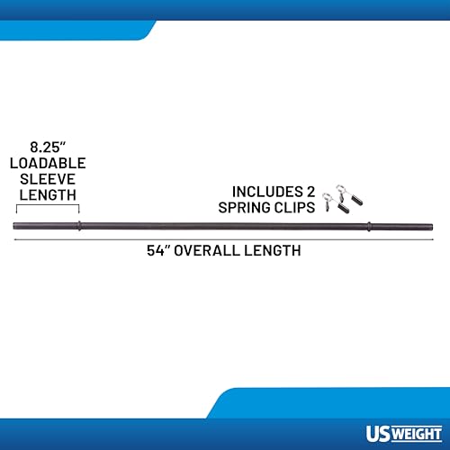 US Weight 3-Piece 54" x 1" Exercise Barbell Set - Includes 2 Spring Clips - 150lb Max Weight Rating - Perfect Workout Barbell for Home Gym or Travel - Image 2