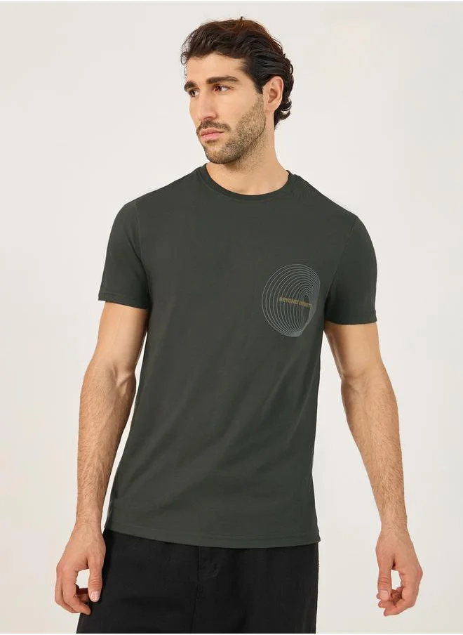 ستايلي Styli Geometric Graphic Print Regular Fit T-Shirt