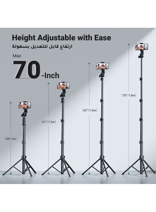 Raxoom 70-Inch Cell Phone Selfie Stick Tripod, Phone Tripod Stand All-in-1 With Wireless Remote,100% All Aluminum Stick And Legs,Lightweight, Phone Tripod For iPhone 16/15 Series, Galaxy S24, GO Pro,Digital Camera - Image 2