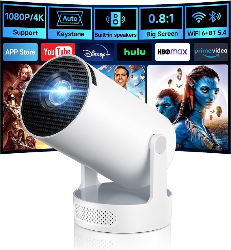 اوٹل HY300 Ultra، مشغل عرض مصغر 4K مع تطبيقات مدمجة، مشغلات عرض ذكية محمولة مزودة بوظائف واي فاي 6 وبلوتوث 5.4، مكبر صوت أساسي 5 واط، 160 ANSI، تعديل شبه منحرف تلقائي، متوافق مع HDMI/USB/TV Stick/الهاتف/الكمبيوتر المحمول - Image 1