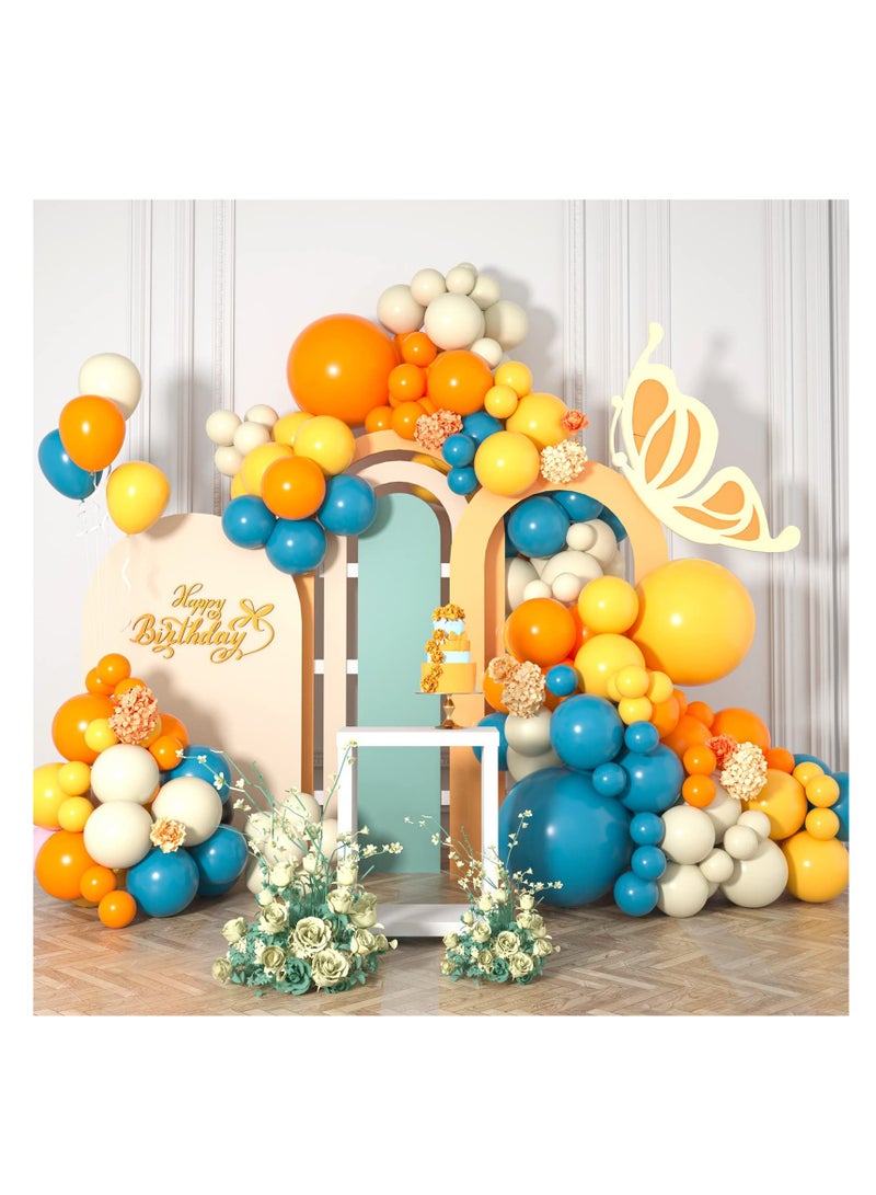 KASTWAVE Balloon Arch Kit, 126Pcs Blue Yellow Orange Balloon Arch Garland Kit With Lemon Yellow Orange And Teal Blue Balloons for Birthday Wedding Baby Shower Party - Image 1
