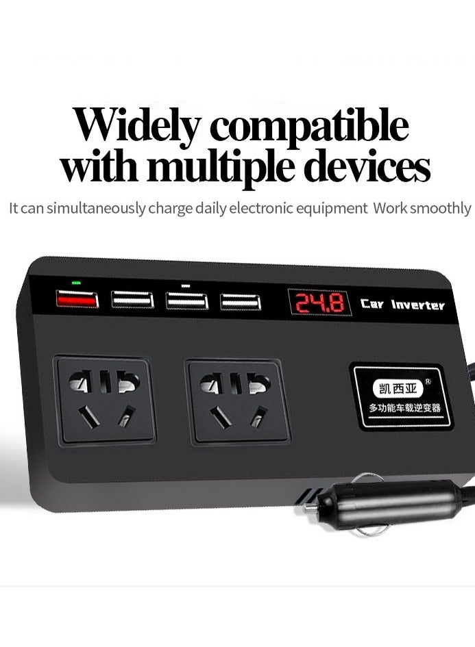 200W DC12V/24V To 220V Car Truck Inverter Power Converter Car Charger Socket Volt Meter Car Fast Charger Laptop Charger QC3.0 - Image 2