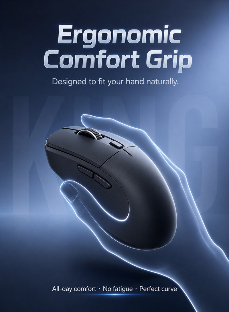T-WOLF X6 three mode wireless game mouse, office mouse with Bluetooth 5.4/2.4GHz/Type-C cable, 500mAh rechargeable battery, high-precision adjustable DPI, ergonomic design for Windows and Mac - Image 5