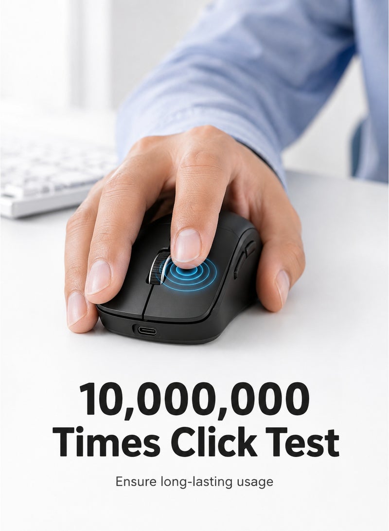 T-WOLF X6 three mode wireless game mouse, office mouse with Bluetooth 5.4/2.4GHz/Type-C cable, 500mAh rechargeable battery, high-precision adjustable DPI, ergonomic design for Windows and Mac - Image 4