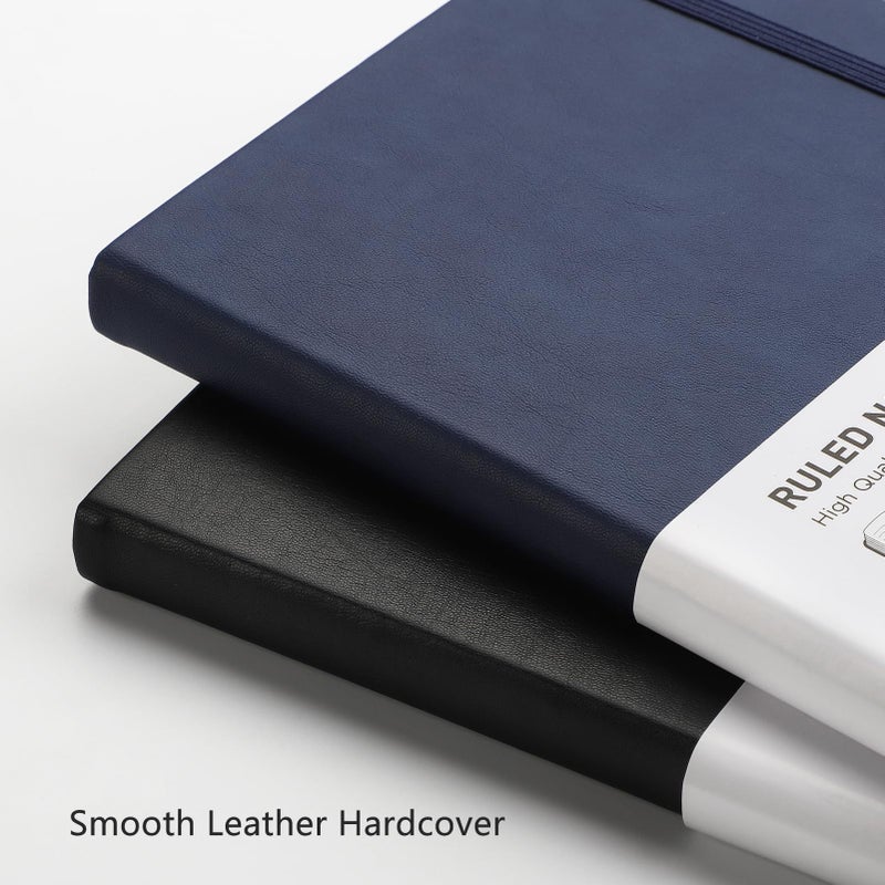 Rettacy Lined Journal Notebook  192 Numbered Pages  A5 Medium Size (5.7'' X 8.3'')  For Men & Women  Journaling  Writing  Work & Office  Leather Hardcover  100 Gsm Thick Paper (Navy Blue) - Image 5