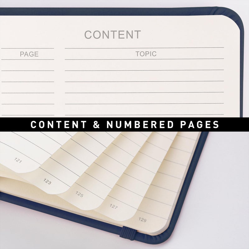 Rettacy Lined Journal Notebook  192 Numbered Pages  A5 Medium Size (5.7'' X 8.3'')  For Men & Women  Journaling  Writing  Work & Office  Leather Hardcover  100 Gsm Thick Paper (Navy Blue) - Image 4