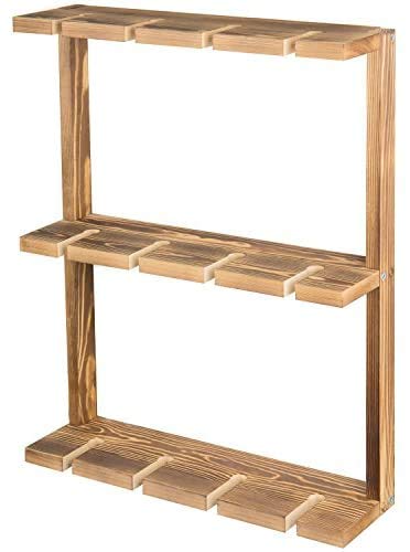 VM DECOR Vm decor Wood WallMounted 12 Wine Glass Holder Rack Inverted Stemware Display Brown Natural Teak - Image 5