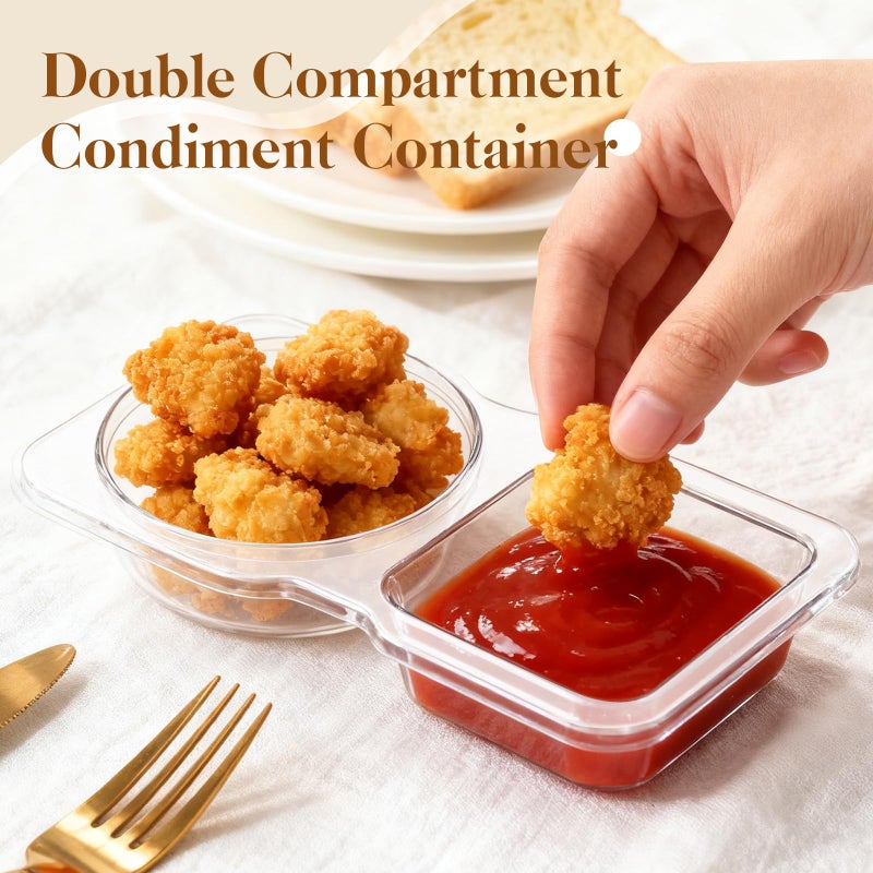 TaidMiao Reusable Snack Containers Compartment with Lids - 20 Sets Snack Containers, Double Snackle Box Compartment Condiment Containers, Snack Box for Sauce and Snacks - Image 2