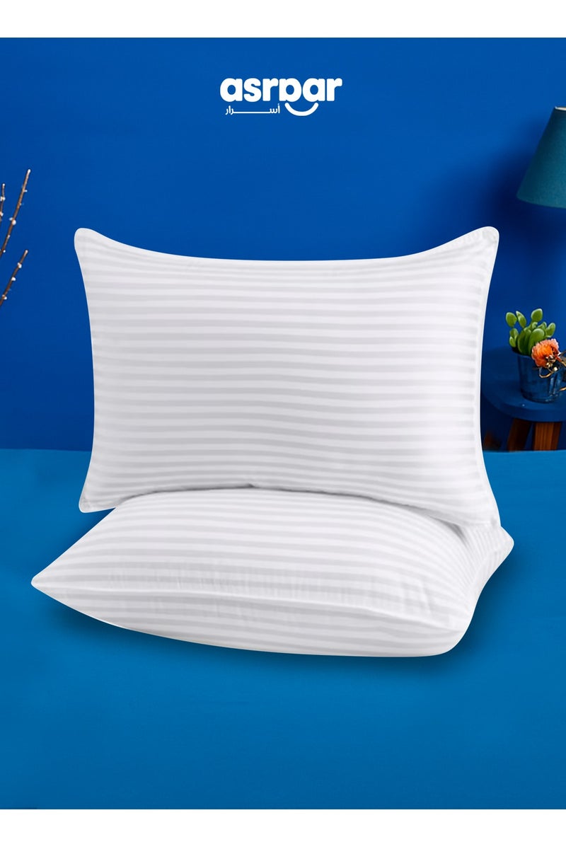 Asraar Couples Comfort 4-Piece Set – Includes 2 Luxurious Stripe Pillows 75 x 50cm for Ultimate Relaxation, 1 Mattress Topper 120 x 200cm for Plush Support, and 1 Decorative Lamp to Add Elegance to Your Bedroom – Perfect Bedding Essentials Set for Couples  - Image 2