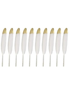 Y&D Feathers For Crafts SYOSI 30 Pcs Natural Glitter Feather White Diy Craft Gold Dipped  - Image 1