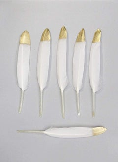 Y&D Feathers For Crafts SYOSI 30 Pcs Natural Glitter Feather White Diy Craft Gold Dipped  - Image 2