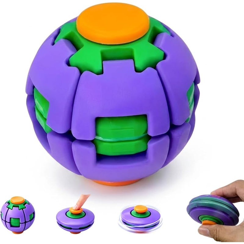 QITAI Fidget Spinner Decompression Ball, 360° Press & Spin Fidget Ball, 3D Printed Finger Decompression Rotating Ball Sensory Fidget Fun Toy for Adults Portable Desk Toy for Office, School (1, Purple) - Image 1