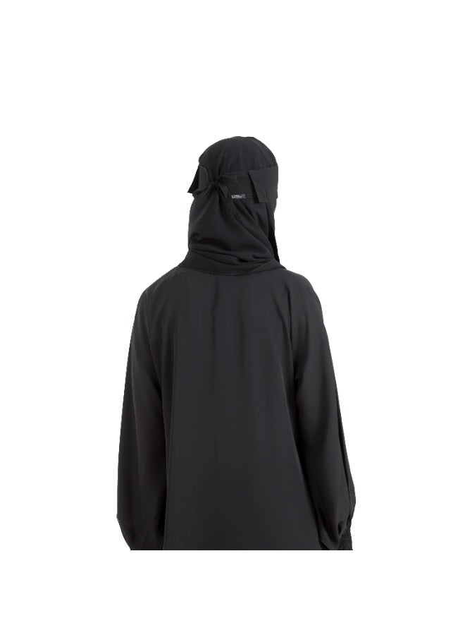 بدون اسم نقاب نسائي من BedoonEssm | قماش كوري | غطاء أنف/غطاء وجه (نقاب إسلامي) بطبقة واحدة | شريط مطاطي مخفي | غطاء نصف عين | ربطة (ربطة) من الخلف | اللون: أسود | جاهز للارتداء فورًا | غطاء أنف مع نقاب | رقم الموديل: 7D1L99NR - Image 2