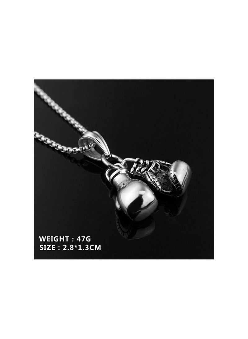 GGOOT Popular Men's Punk Alloy Boxing Glove Chain Pendant Necklace Silver Adorable Quality and Practical PracticalandCost-Effective  - Image 2