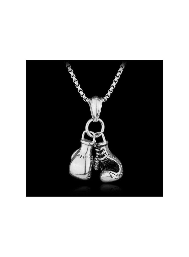 GGOOT Popular Men's Punk Alloy Boxing Glove Chain Pendant Necklace Silver Adorable Quality and Practical PracticalandCost-Effective  - Image 3