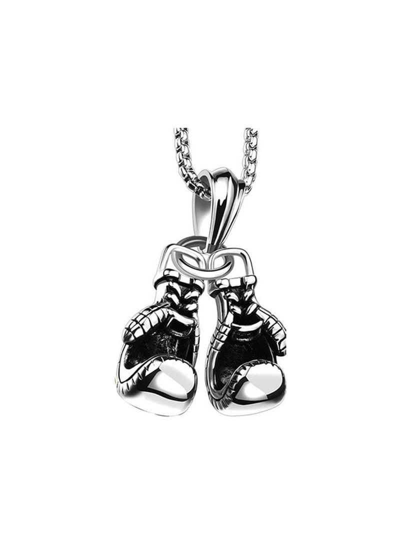 GGOOT Popular Men's Punk Alloy Boxing Glove Chain Pendant Necklace Silver Adorable Quality and Practical PracticalandCost-Effective  - Image 1