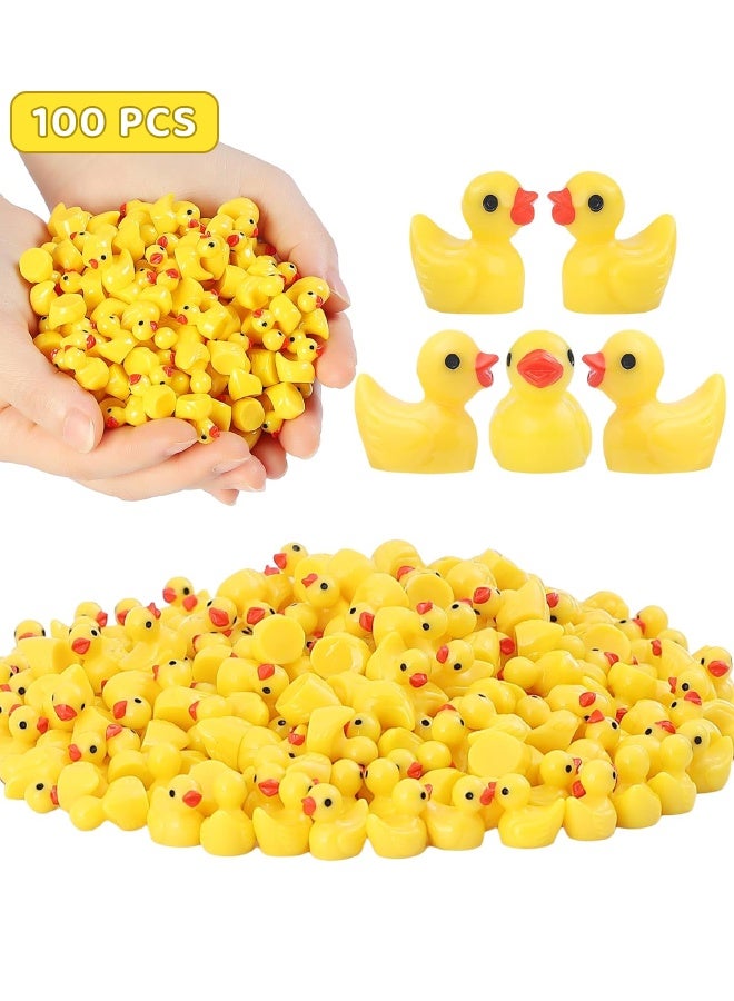100 Pcs Mini Resin Ducks, Tiny Ducks Set for Potted Miniature Decoration, Garden Aquarium Potted, Garden Dollhouse, Cake Decoration, DIY Slime Kit, Craft Charms Party Toys - Image 1