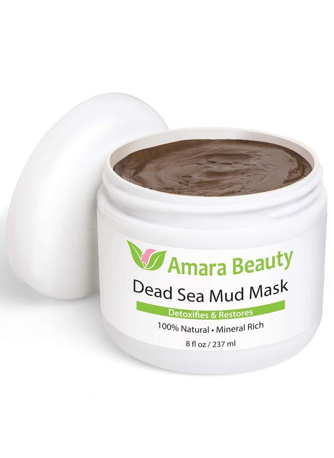Amara Beauty Dead Sea Mud Mask For Face & Body Pure Mud With No Fillers Detoxifies & Restores Healthy Skin 8 Oz.  - Image 1