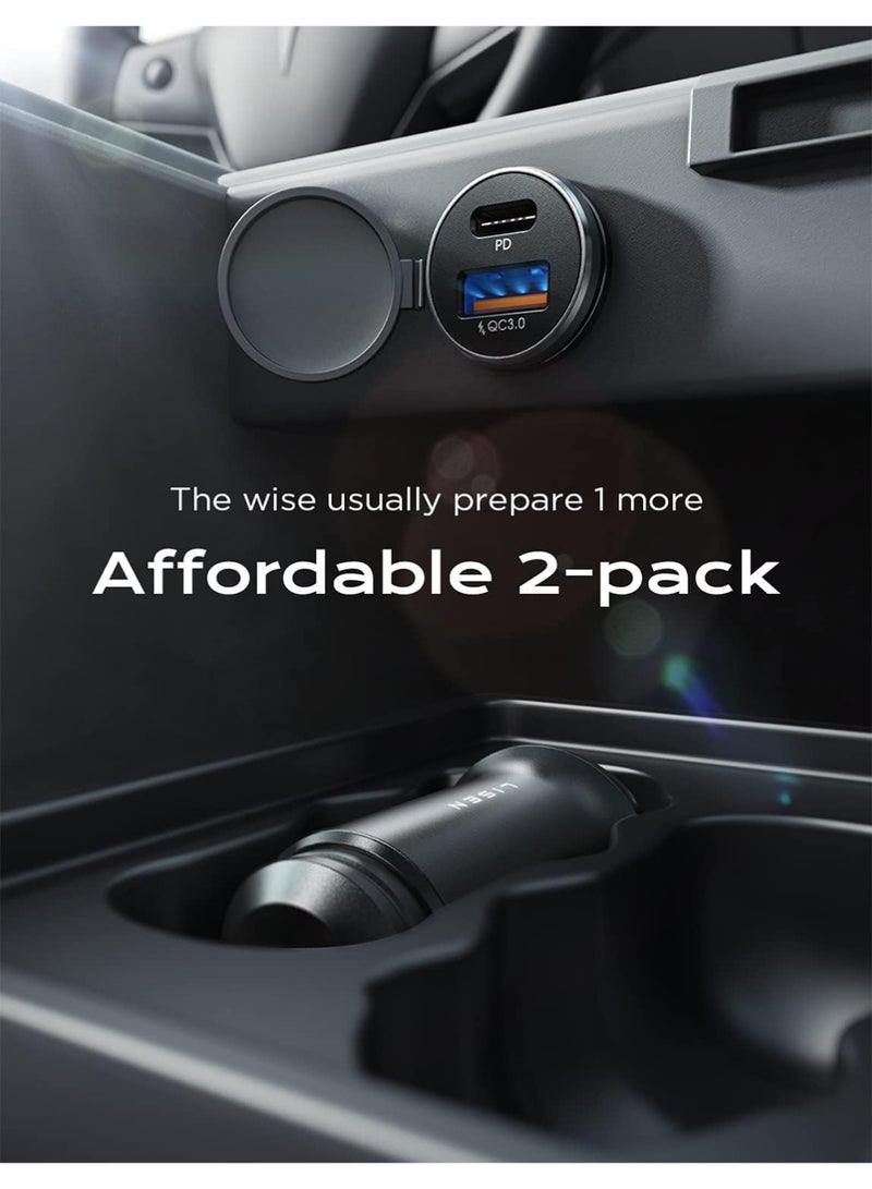 إكس ليفيل شاحن سيارة ٥٤ واط بمنفذ USB-C، شاحن سيارة سريع بمنفذ USB مزدوج، ملحقات سيارات لأجهزة iPhone، شاحن سيارة بمنفذ USB-C ١٢ فولت، مناسب لأجهزة iPhone ١٧ Pro Max ١٦ و١٥ و١٤ و١٣ و١٢ iPad Pro mini 6 وSamsung S25 وS24 وS23 وS22 وXiaomi Airpods 4 وApple Watch S10 - فضي - Image 5