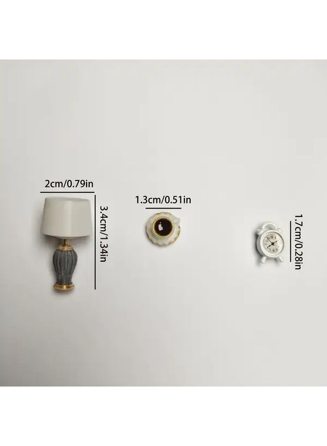 White Miniature Desk Lamp Alarm Clock Coffee Cup Set For DIY Decor Photography Prop - Image 2