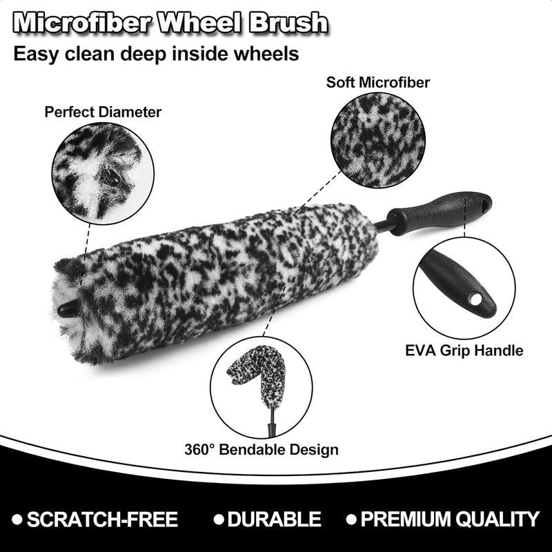 NIKCOSMK 3PCS Wheel Brush Kit for Car Cleaning - Image 3