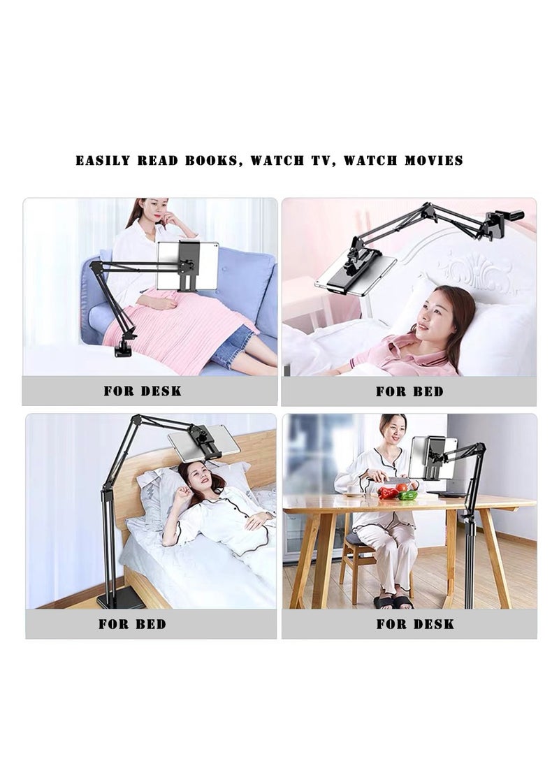 Generic 2 in 1 Tablet Stand Holder Adjustable for Bed Desk Phone Stand Holder Floor Stand for 4.6-11.9'' iPad, iPhone, Samsung Galaxy Tablet Black  - Image 3