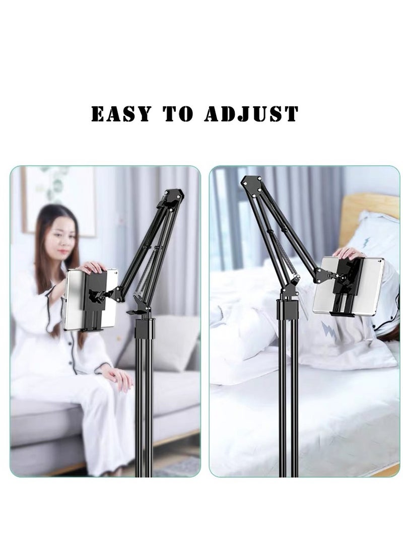 Generic 2 in 1 Tablet Stand Holder Adjustable for Bed Desk Phone Stand Holder Floor Stand for 4.6-11.9'' iPad, iPhone, Samsung Galaxy Tablet Black  - Image 4